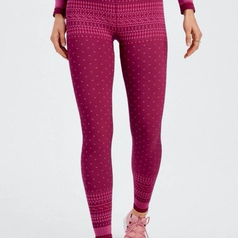 Fabletics Burgundy Fair Isle Leggings